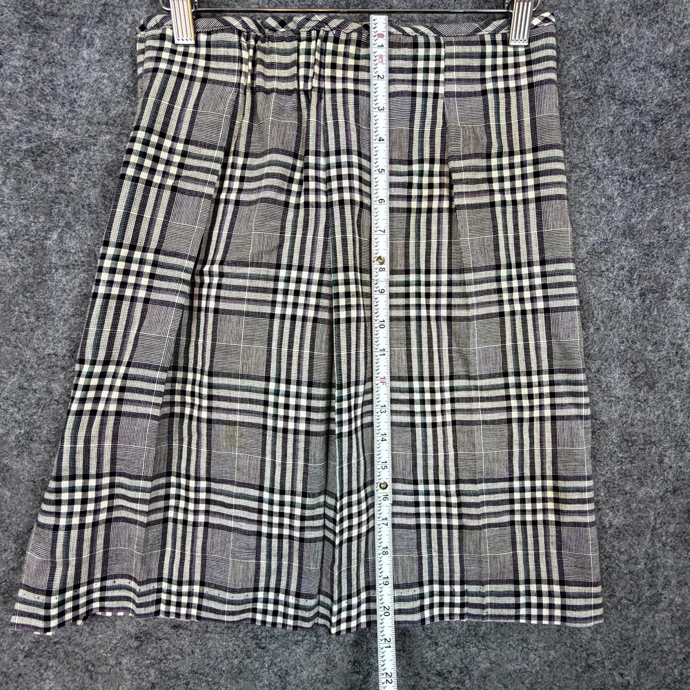 Vintage Mixed Blues A-Line Skirt Womens 11 Black White Plaid Pleated Preppy 90s - Picture 5 of 6